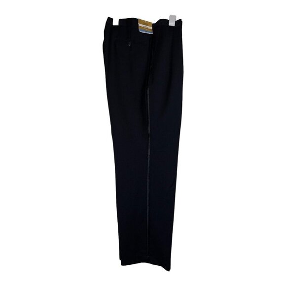 STAFFORD Big Tall Suit Separates Wool Black Dress Pants Satin Stripe - Picture 1 of 16
